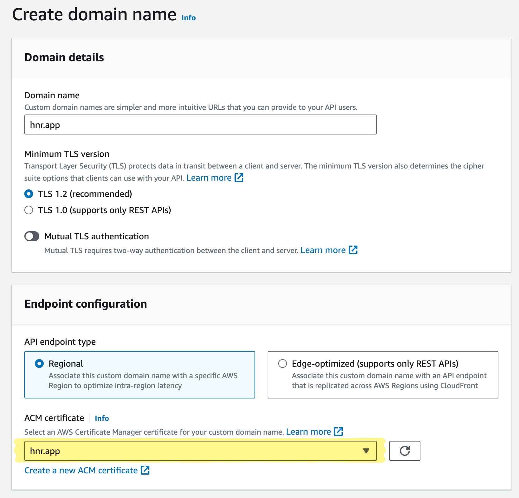 API Gateway custom domain